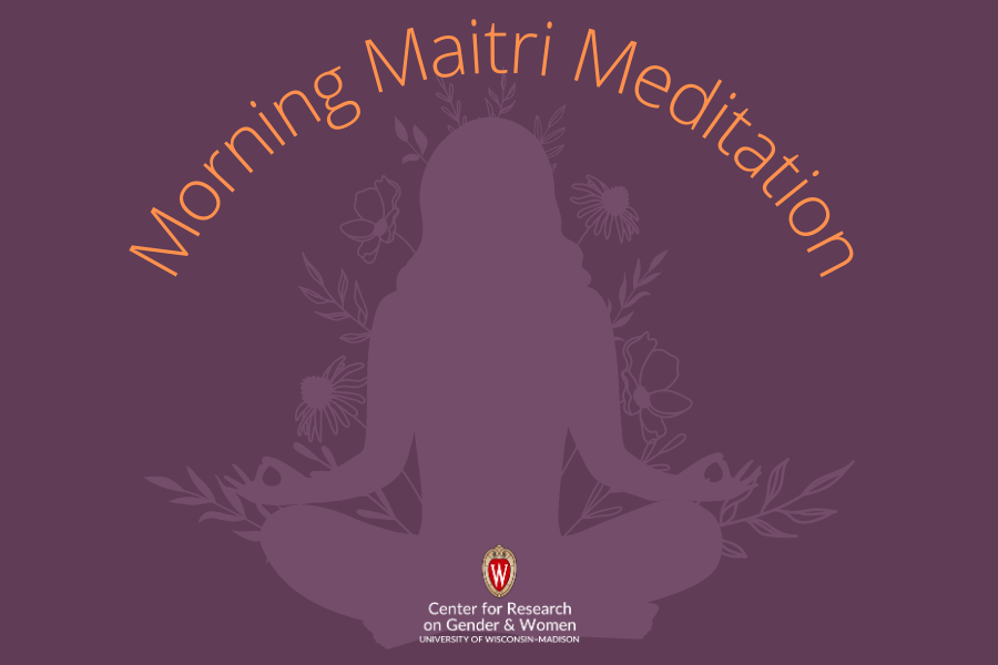 Morning Matri Meditation flyer, with decorative image of a silhouetted person meditating